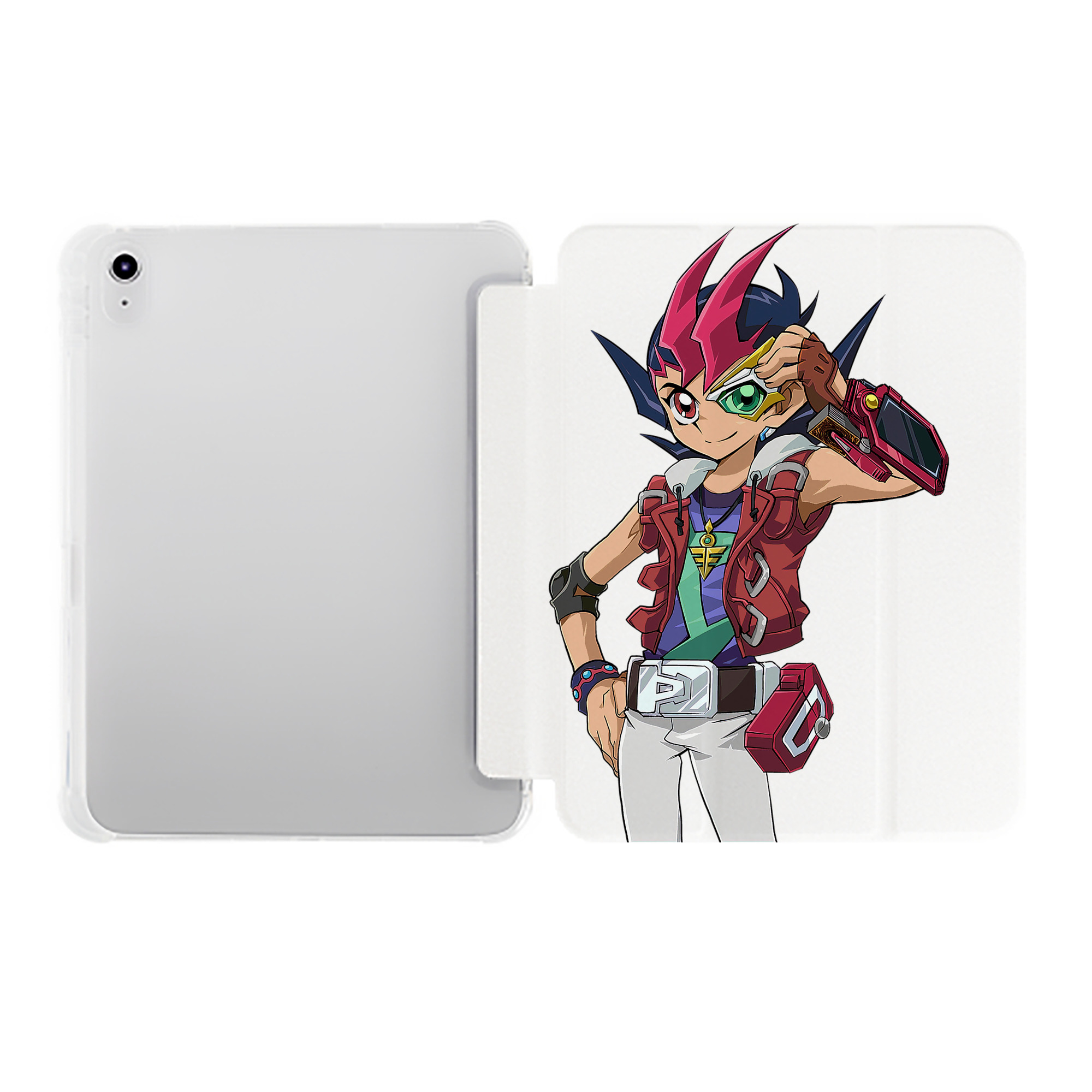 （画像用） 遊☆戯☆王 Yu-Gi-Oh! IPad ケース ペン収納付き 三つ折りスタンド PUレザー×シリコン 対応機種9.5/10.5/10.9インチ